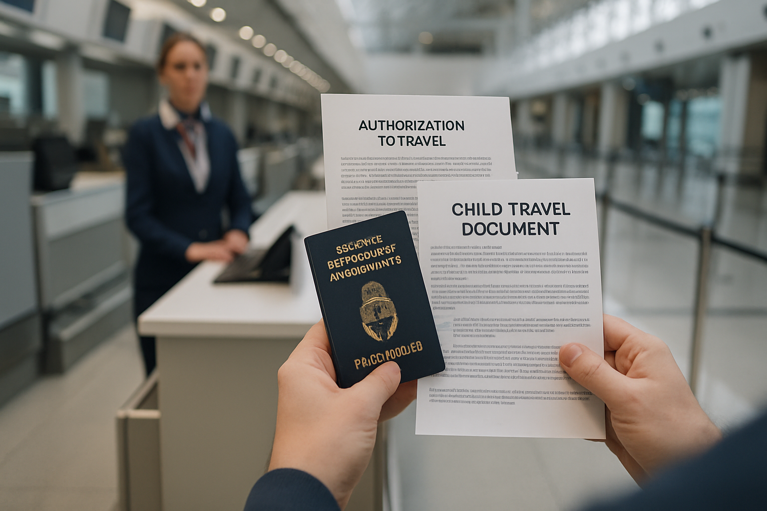 Pasaporte argentino y autorización notarial de viaje para menor en aeropuerto