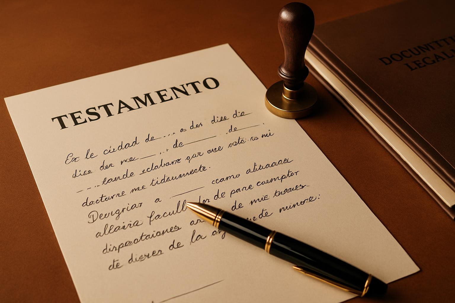 Testamento ológrafo manuscrito con pluma y sello notarial en Argentina