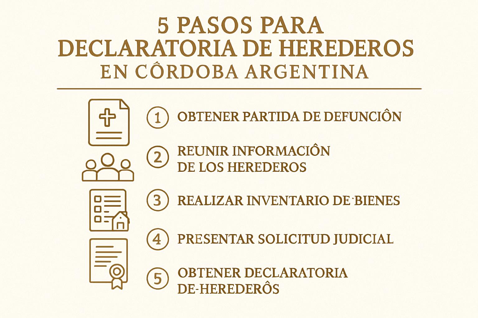 Infografía: 5 pasos para la declaratoria de herederos ante escribano en Córdoba