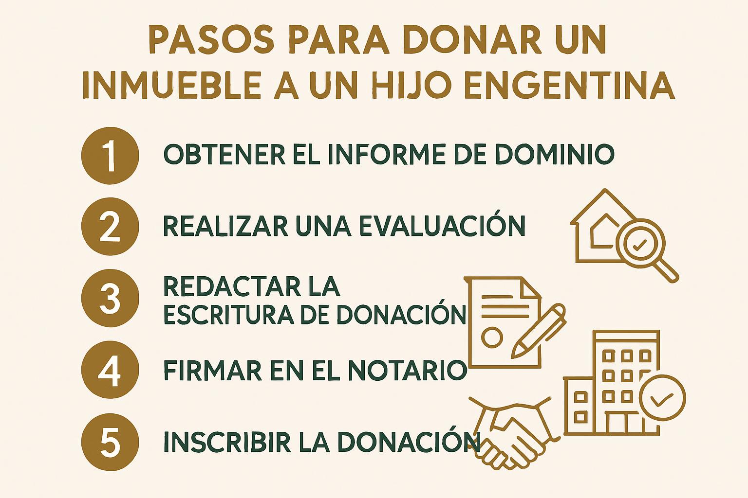 Infografía: 5 pasos para escriturar una donación de inmueble a hijo en Argentina 2026