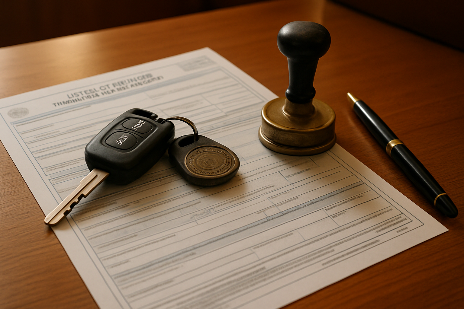 Documentación vehicular y llaves de auto en trámite ante escribano en Argentina