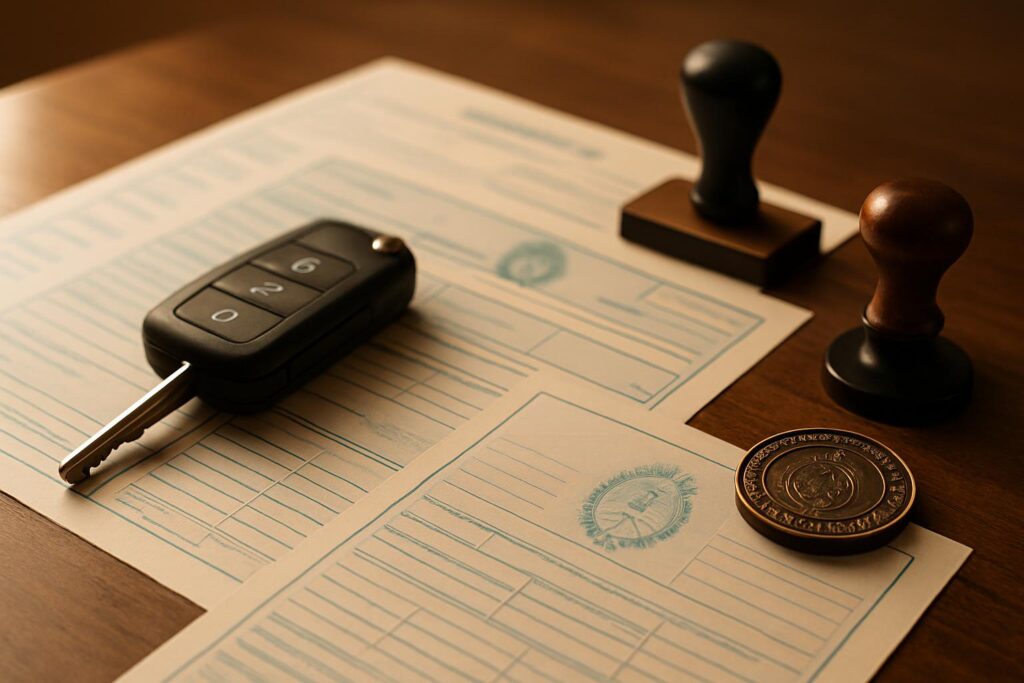 Documentos para transferencia de automotor en Córdoba 2026: Formulario 08, título del vehículo y sello notarial