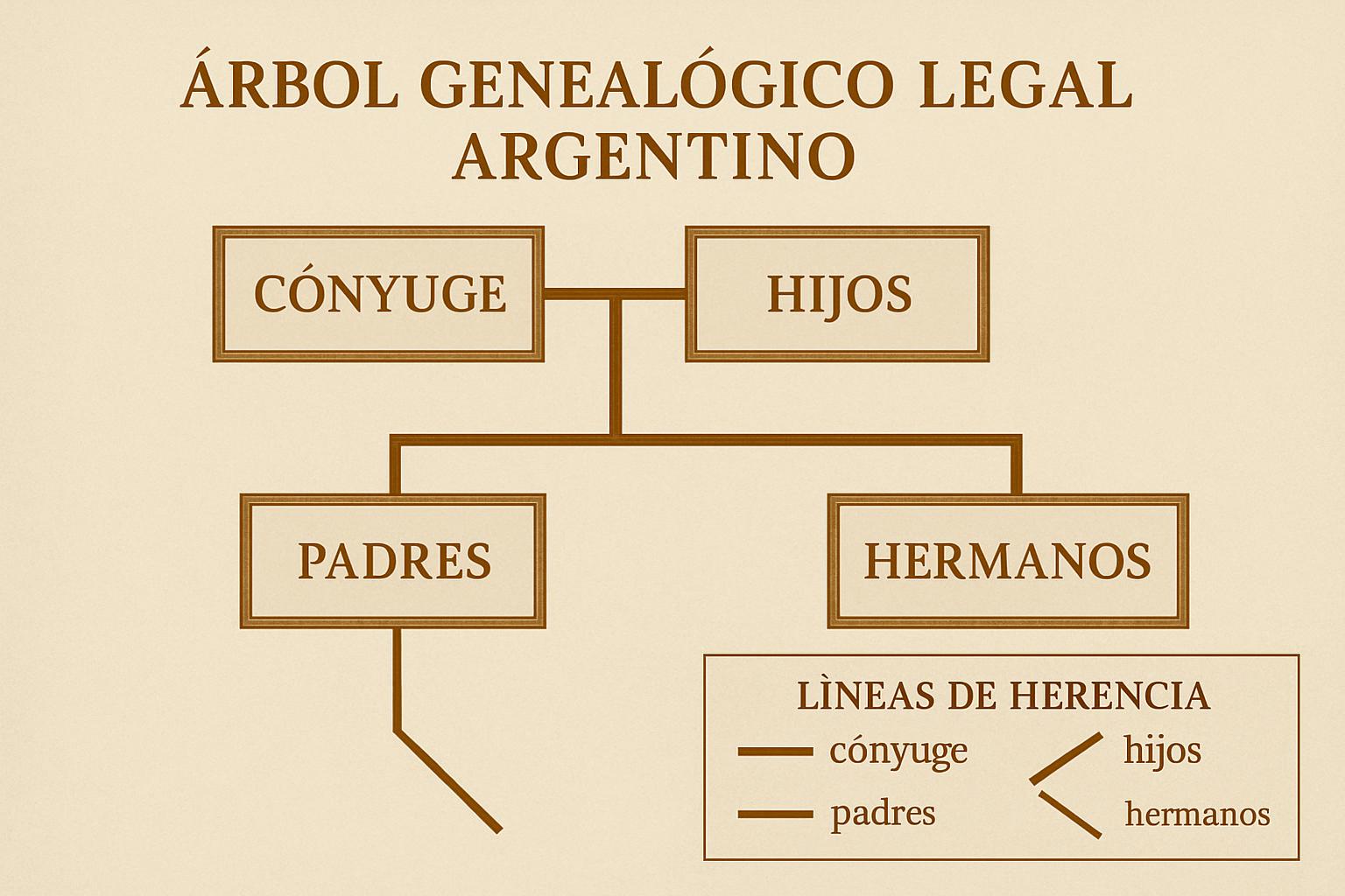 Árbol de herederos legales según el Código Civil y Comercial de Argentina