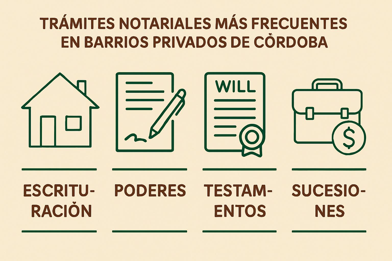 Infografía: trámites notariales frecuentes en countries y barrios privados de zona norte Córdoba